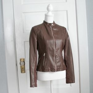 Black Rivet Brown Faux Leather Jacket